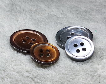 Mother of Pearl Buttons, Brown or Grey, 11.5mm, 15mm, 18mm or 20mm, Pack of 10(B445)