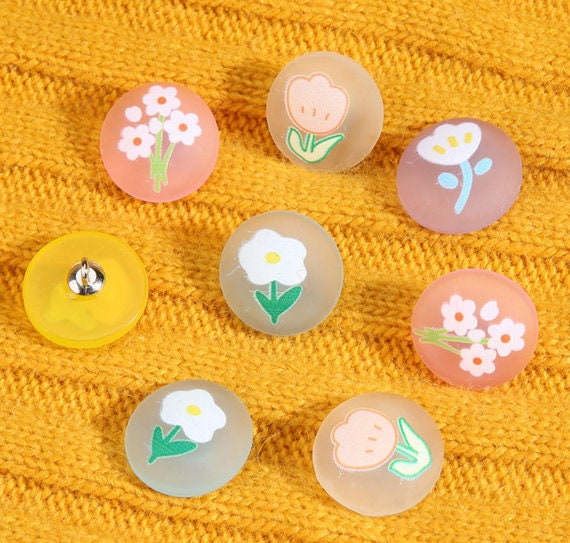 Transparent Flower Buttons Mixed Colors Resin Big Buttons - Temu