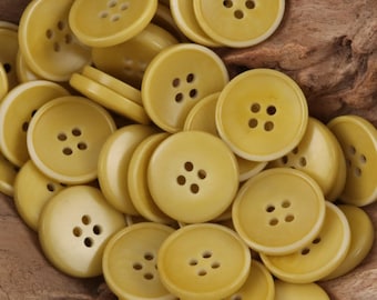 Bottoni gialli a quattro fori, Corozo, Rime, da 11,5 mm a 25 mm, confezione da 10 (B796)
