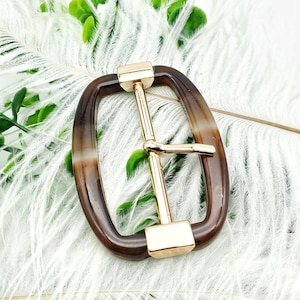 Buckles Brown and Golden Tone, Rectangle, Fit Belt 30mm or 50mm, Pack of 2(B830)