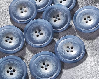 Botões em tons de cinza-azulado suave, 15 mm, 20 mm, 25 mm, pacote com 10 (B1771)