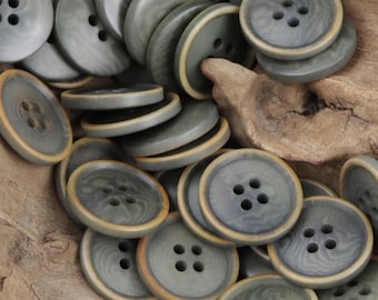 Natural Green Buttons with Light Brown Rim, Corozo, 15mm or 20mm, Pack of 10(B510)