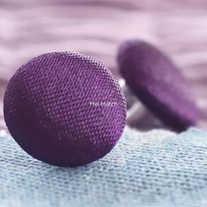 Botones metálicos recubiertos de satén morado, 10 mm, 11,5 mm, 12,5 mm, 15 mm, 18 mm, 20 mm, 23 mm o 25 mm (paquete de 10, B1705)