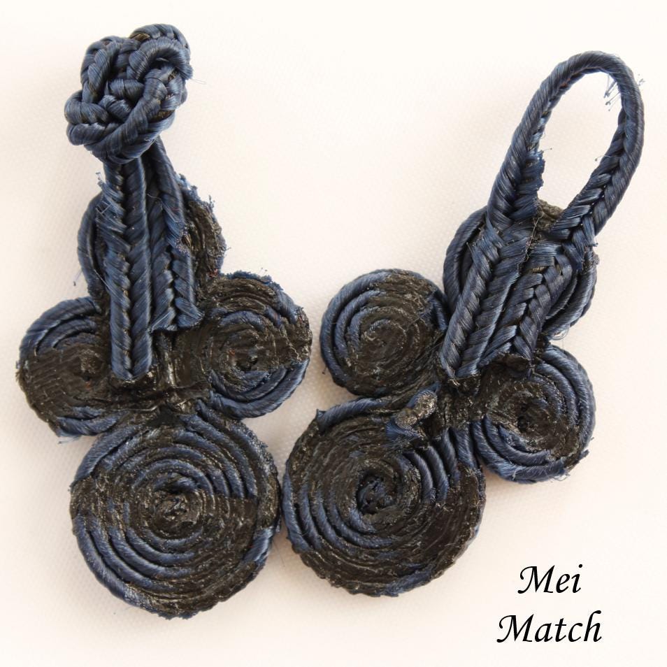 Navy Blue Frog Closures, Traditional Chinese Knot Fasteners, 75mm