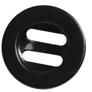 Round Black Two-hole Slider Buttons, Plastic, Available in 15mm, 18mm, 20mm, 23mm, 25mm and 30mm, Pack of 10(B1278)