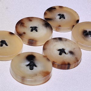 Natural Horn Buttons, Flat Desgin, Brown and Cream Tone, 15mm to 25mm, Pack of 2 or 6(B980) image 3