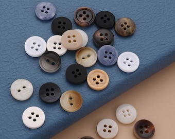 Boutons de chemise multicolores, 2 trous ou 4 trous, boutons en résine avec motifs, 11 mm/0,43", paquet de 10