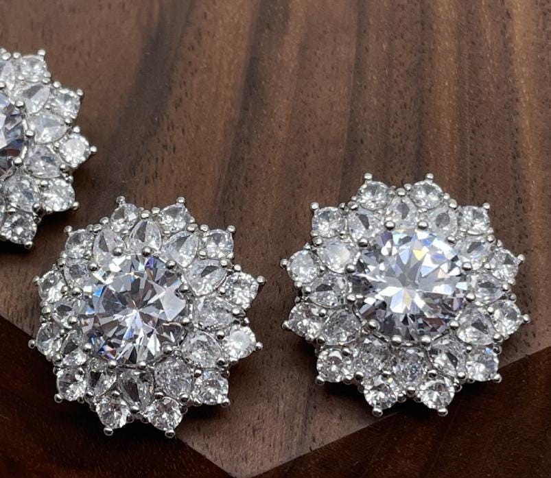 5 Bottoni Argento Con Rilievo Floreale E Cristallo – Diametro 22 Mm Per Abiti Vintage E Maglia - 3