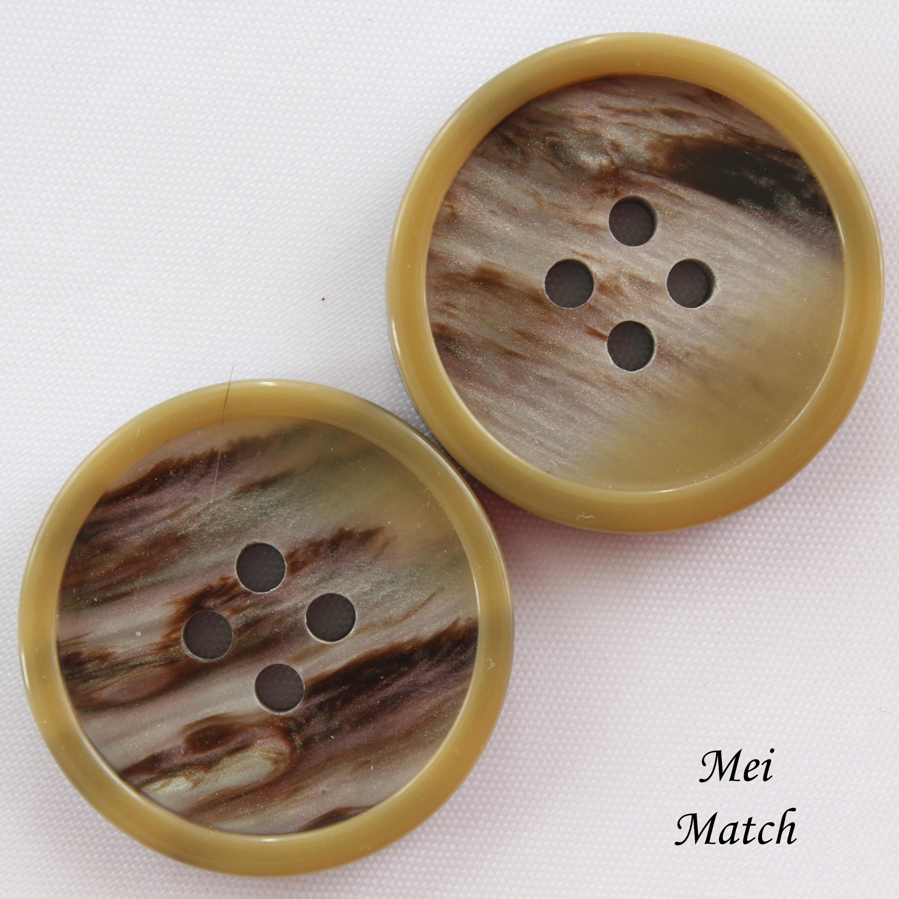 Buttons Iridescent, Shell Design With Brown Rim, Plastic, 15mm to 25mm ...