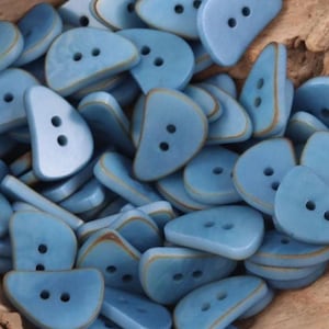 Blue Buttons 2 Holes, Corozo, Burnt Rim,  Triangle Desgin, 11.5mm, 15mm,18mm or 20mm, Pack of 10(B1184)