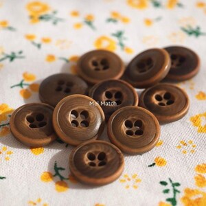 Small Brown Corozo Buttons, 12.5mm / 0.49", Classic 4 Hole Buttons for Shirts and Crafting,Natural Colour May Vary, Pack of 10(B1578)
