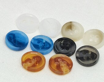 Boutons de chemise translucides 10 pièces, blanc, marron, Beige, bleu, noir, 11.5mm/ 0.45 "(B238)