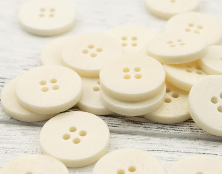 Creamy Ivory Buffalo Bone Buttons, Flat 4-hole, 11.5mm, 15mm, 18mm ...