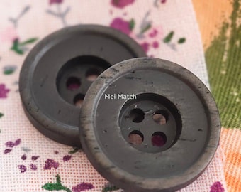 Natural Buffalo Bone Buttons, Matte Charcoal Tone, 11.5mm, 15mm, 17.5mm or 20mm, Pack of 10(B1518)