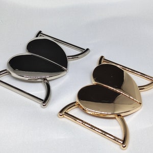 Metal Heart Hook Buckle, Gold or Silver Tone, Pack of 2 Sets(B105)