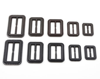 Rectangle Buckle Resin, Black or Brown, 5 Size, Pack of 2(B087)