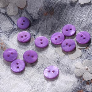 Natural Shell Buttons, Lavender Purple, 12.5mm/0.49", Natural Colour May Vary,  Pack of 10(B948)