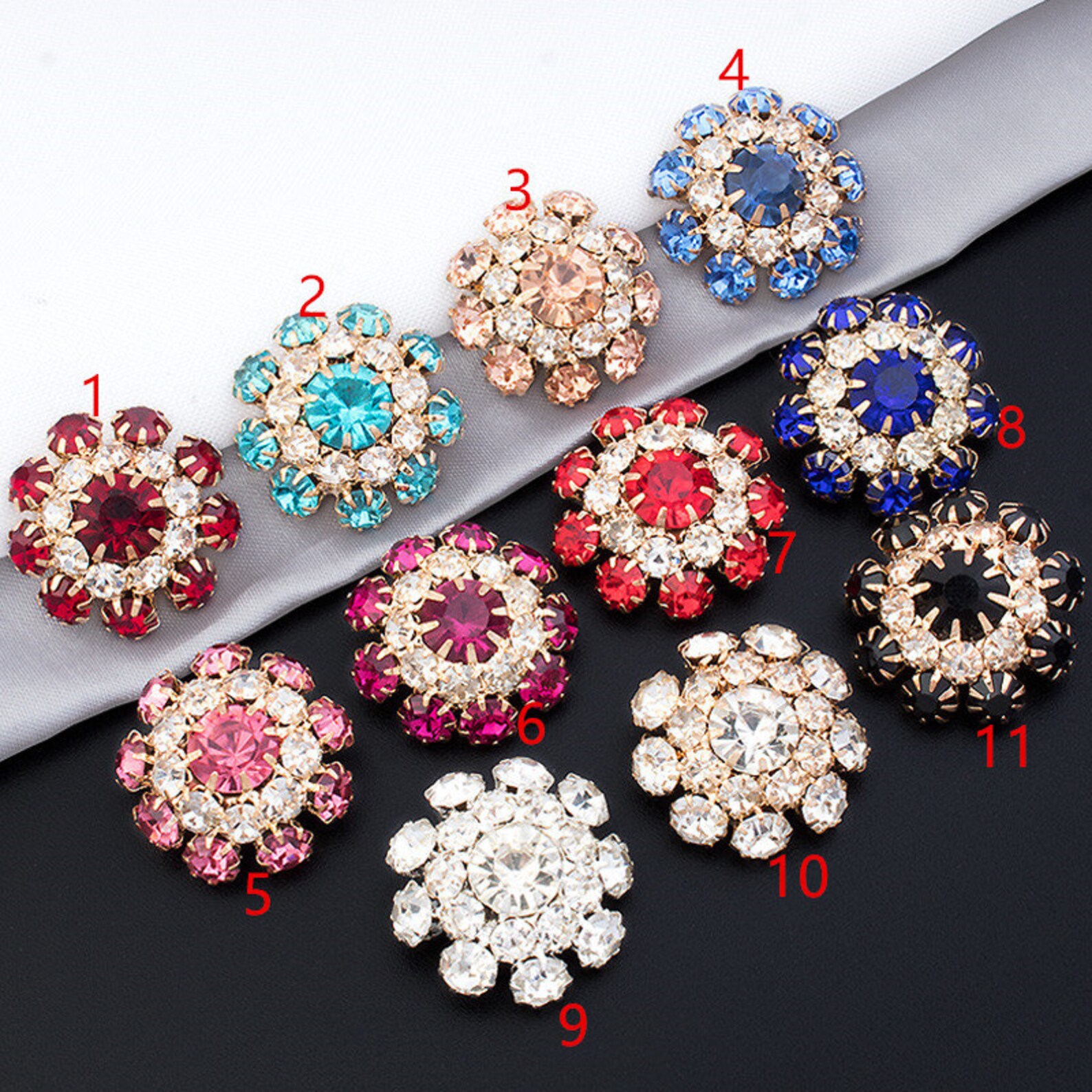 Sparkling Rhinestone Buttons With Shank 21 Mm, 0.82