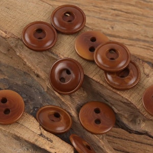 Knopen met twee gaten, corozo, in bruin, 11,5 mm, 14,5 mm, 17,5 mm of 20 mm, verpakking van 10 (B585)
