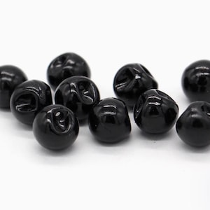 Botones de perlas con agujero, de plástico, color negro, 8 mm, 9 mm, 10 mm, 11 mm, 12 mm, 13,5 mm o 15 mm, paquete de 10 (B1281)