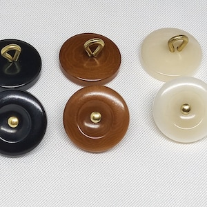 Corozo Buttons with Metal Shank, Cream, Brown or Black, 5/8&quot; (15mm), Pack of 10(B276)