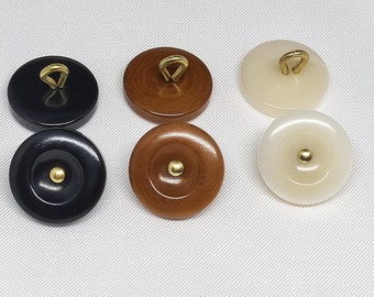 Corozo Buttons with Metal Shank, Cream, Brown or Black, 11mm, 15mm or 20mm, Pack of 10(B276)