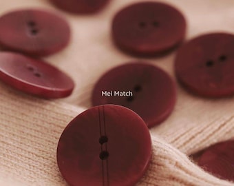 Burgundy Corozo Buttons, 2 Holes, 11.5mm, 15mm or 20mm, Pack of 10(B1453)