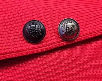 Pirate Symbol Metal Buttons，Black，Silver,  4 Sizes , Pack of 6(B055)