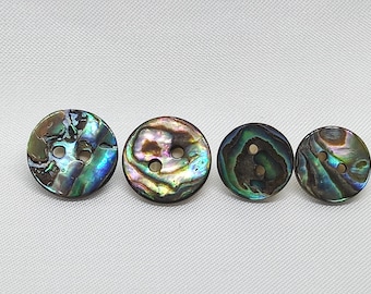 Knopen abalone natuurlijk schelpen, 11,5 mm, 15 mm, elke knop is uniek, set van 2 of 10 (B189）)