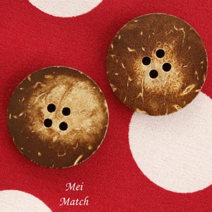 Coconut Shell Buttons, 4 Holes, Every Pattern and Color Will Be Slightly Different, 11.5mm, 15mm, 20mm, 25mm, 30mm, Pack of 10(B1085)