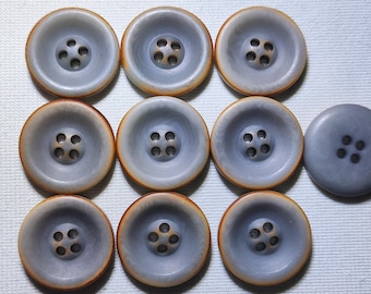 Botões de corozo, base cinza com borda marrom quente, 4 furos, 11,5 mm, 15 mm, 17,5 mm, 20 mm ou 25 mm, pacote com 10 (B1681)