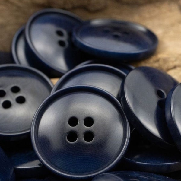 Navy Blue Corozo Buttons, 15mm to 25mm, Pack of 10(B511)