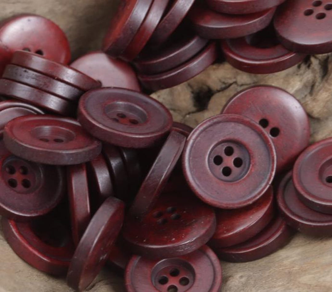 Natural Buffalo Bone Buttons, Deep Red Finish, 11.5mm, 15mm, 20mm,pack ...