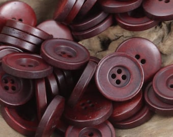 Natural Buffalo Bone Buttons, Deep Red Finish, 11.5mm, 15mm, 20mm,Pack  of 10(B1809)