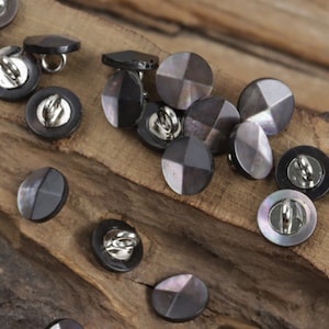 Blackish MOP Buttons, Metal Shank Back, Four Facets Design, 10mm/0.39&quot;, Pack of 10(B920)
