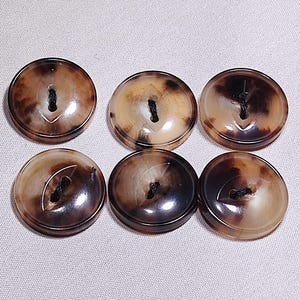 Natural Horn Fisheye Buttons, Dark Brown Tone, 11.5mm, 15mm, 20mm, 25mm, Pack of 6(B1498)