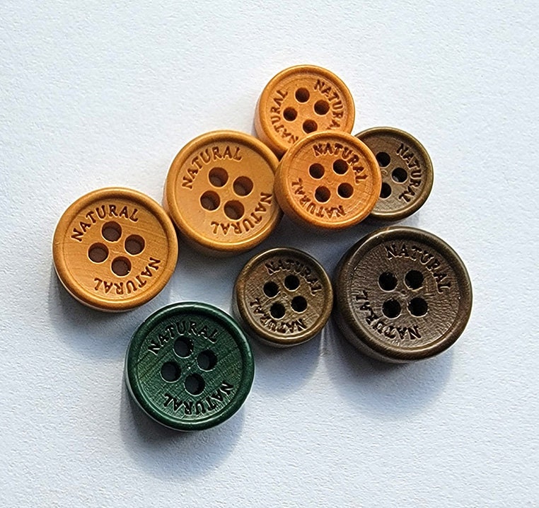 Orange, brown & dark green Buttons for Crafts Sewing Scrapbooks and Quilts.  Assorted sizes including small orange, brown & dark green buttons