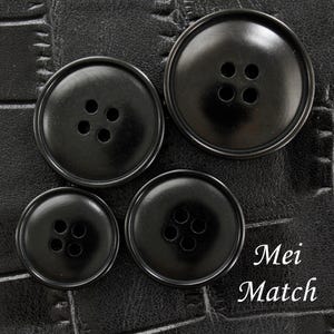 Corozo Buttons in Black, 4 Holes, 15mm, 18mm, 20mm, 23mm or 25mm, Pack of 10(B677)