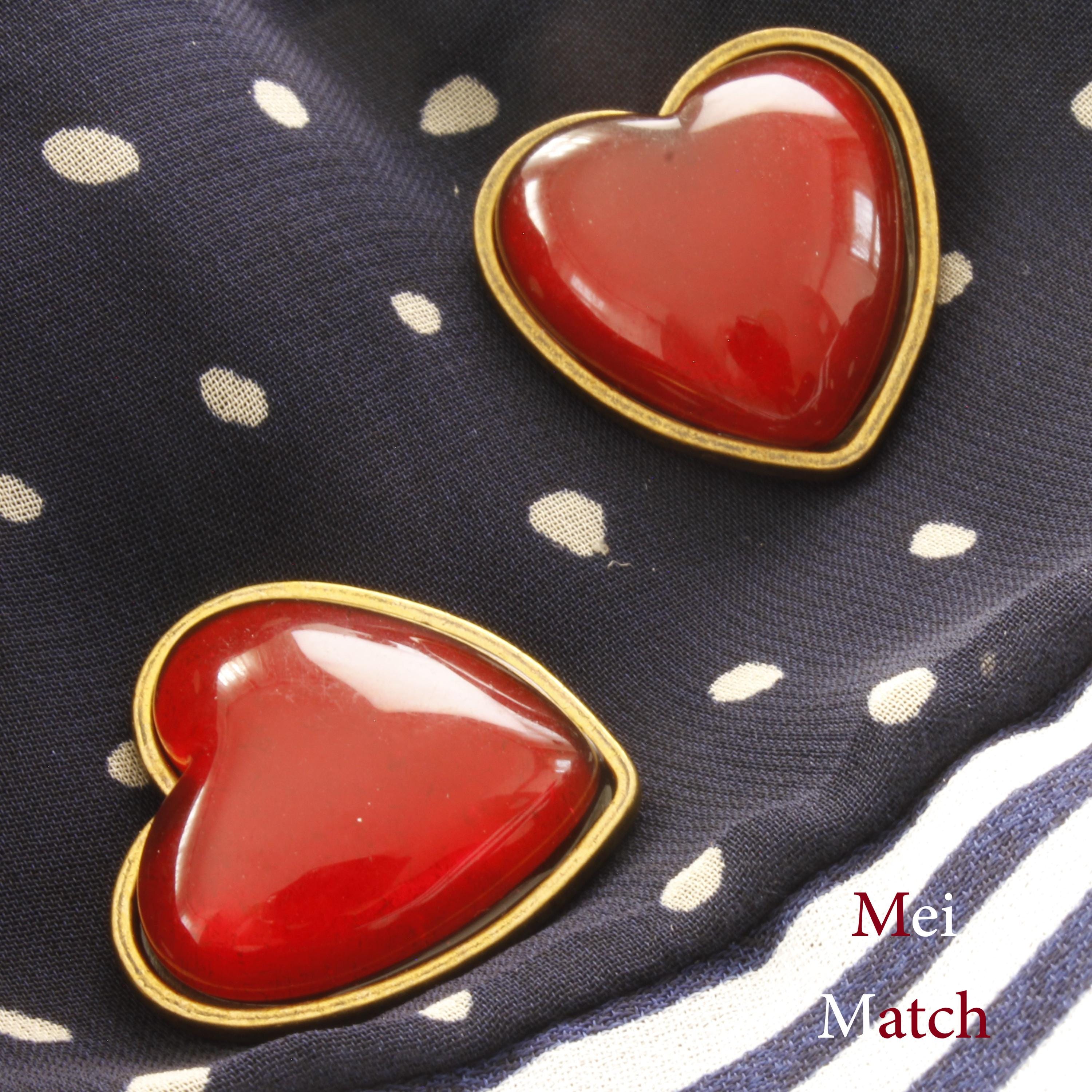 Red Buttons Heart Shape, Golden Metal Shank Back, 15mm or 22.5mm, Pack ...