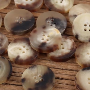 Natural Horn Buttons, Flat Desgin, Brown and Cream Tone, 15mm to 25mm, Pack of 2 or 6(B980)