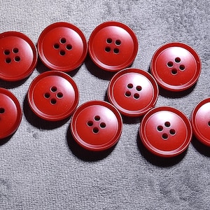 Red 4 Holes Buttons, Plastic,  11mm, 15mm, 17mm, 20mm or 25mm, Pack of 10(B1220)