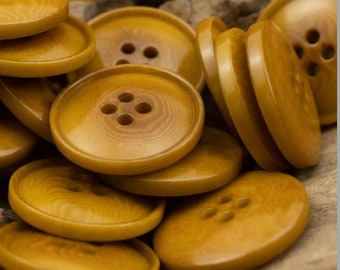 Corozo Yellow Brown Buttons, Four Holes,  15mm to 25mm, Pack of 10(B618)