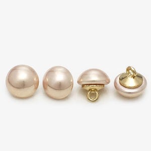 Plastic Pearl Shank Buttons, Champagne Dome Buttons, 10mm, 12mm, Pack of 10(B1762)