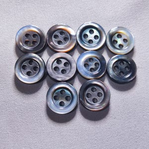 Black Iridescent Shell Mother of Pearl Buttons, Thikc Rim, 10mm or 11.5mm, Pack of 10(B1521)