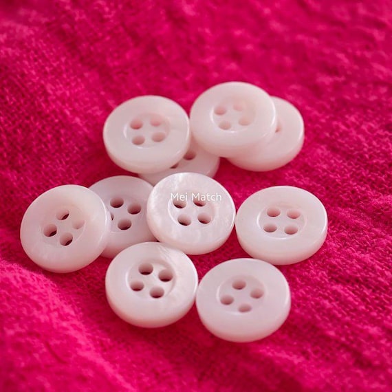 White Shell Shirt Buttons, 10mm, 11.5mm or 12.5mm, Pack of 10(B1421)