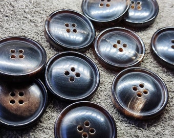 Dome Design Buttons, Natural Horn, Brown, 15mm to 28mm, Pack of 5(B706)