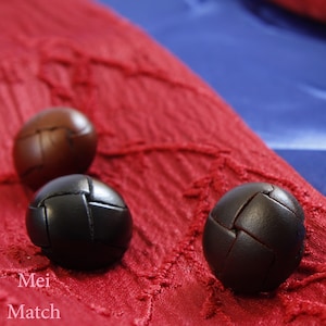 Real Leather Shank Buttons, 15mm to 28mm, Black, Brown, Light Brown, Pack of 10(B097）