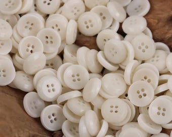 Off White Corozo Shirt Buttons, 4 Holes, 11.5mm / 0.45", Pack of 10(B2093)