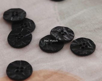 Black Textured Metal Buttons, 12mm, 15mm, 18mm, 20mm,4-Hole Flat Style, Pack of 10(B1664)