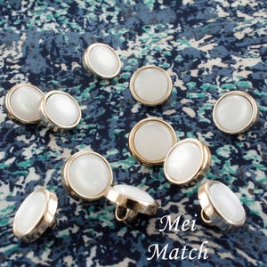 Pearl Effect Buttons, Gold, White, or Black, Shank Back 7-11mm for Coats Sweaters, Pack of 6(B166)